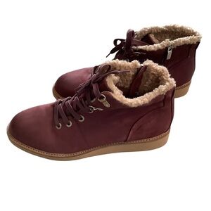 SoftWalk Burgundy Ankle Boots with Tan Lining